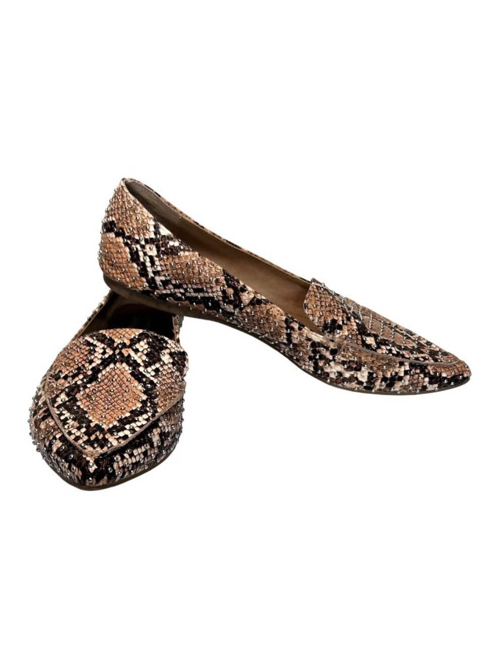 Steve Madden Women’s Snakeskin Feather Studded Pointed-Toe Flats Size 7M